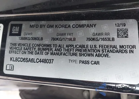 2020 Chevrolet Spark Fwd 1Lt Automatic z USA, uszkodzony, nr VIN KL8CD6SA6LC448037